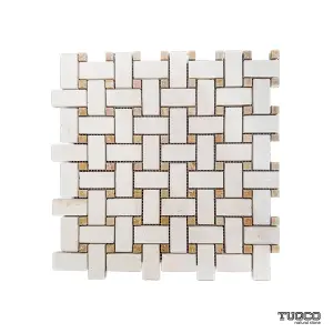 Shellstone Honed Limestone Basket Weave Mosaic Tile view 1