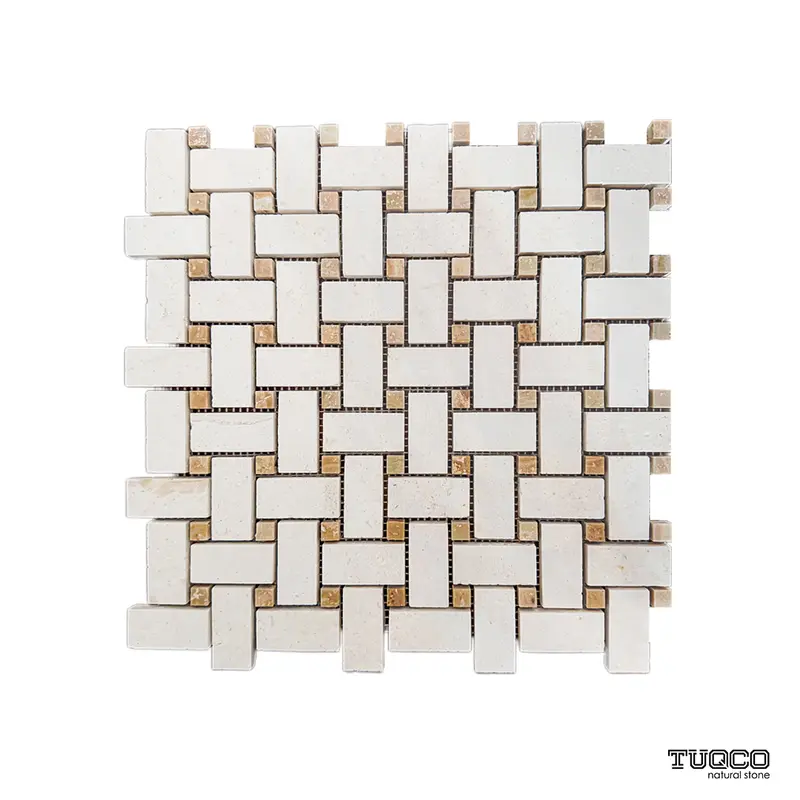 Shellstone Honed Limestone Basket Weave Mosaic Tile