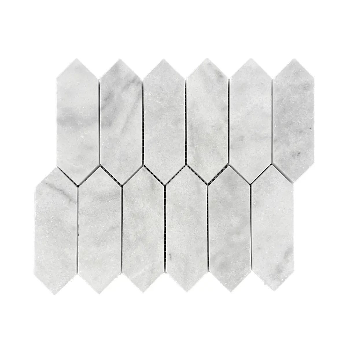 Carrara White Honed Marble Picket Mosaic Tiles