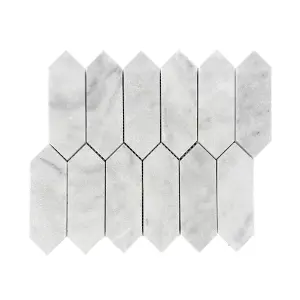 Carrara White Honed Marble Picket Mosaic Tiles view 1
