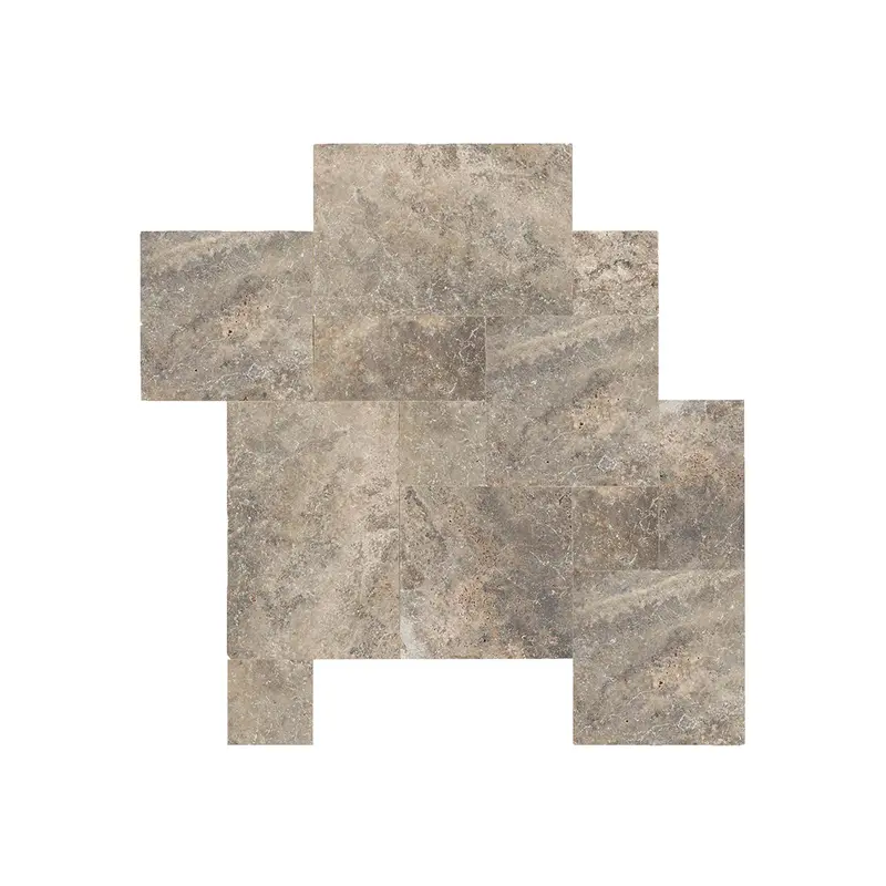 Silver Travertine Tumbled Paving Patio Cobble Tiles