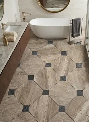 Diana Royal - Selene Honed Marble Octagon Wall & Floor Tiles view 3