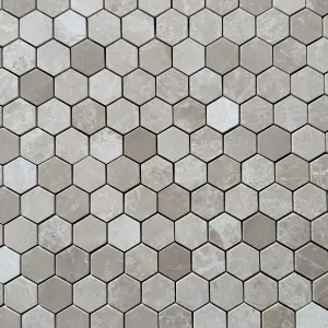 Belgravia Beige Polished Marble Hexagon Mosaic Tiles view 2