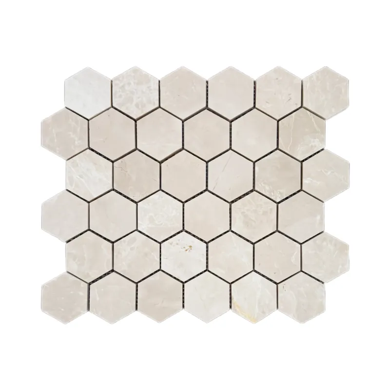 Beige Polished Marble Hexagon Mosaic Tile