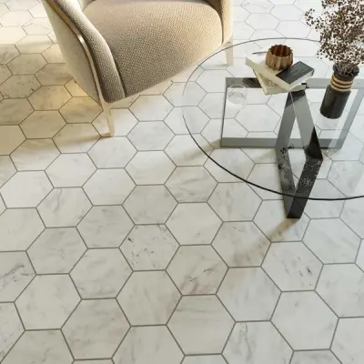 Carrara White Honed Marble Hexagon Wall & Floor Tiles