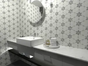Carrara White - Platinum Grey Honed Starline Marble Mosaic Tiles view 2