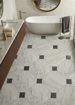 Carrara White - Selene Honed Marble Octagon Wall & Floor Tiles view 3