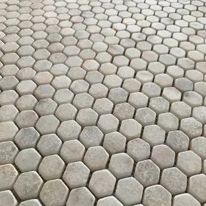 Calacatta Sugar Tumbled Marble Hexagon Mosaic Tile view 3