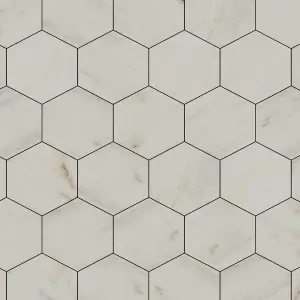 Calacatta Sugar Honed Marble Hexagon Wall & Floor Tiles view 2