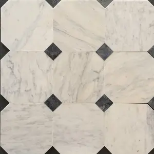 Carrara White - Selene Honed Marble Octagon Wall & Floor Tiles view 2