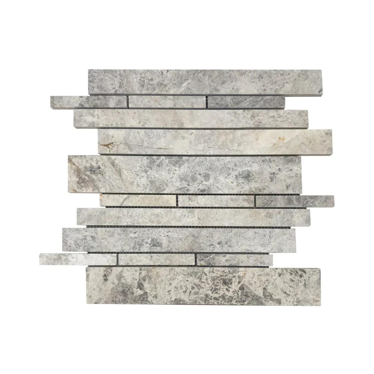Silver Shadow Strip Bar Polished Marble Mosaic Tile
