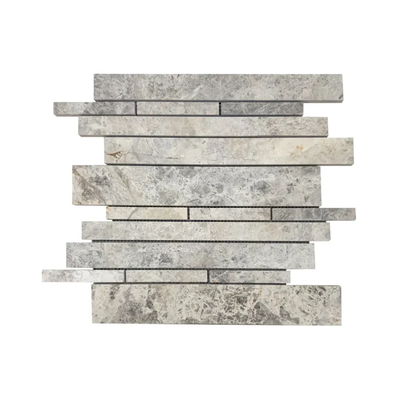 Silver Shadow Strip Bar Polished Marble Mosaic Tile