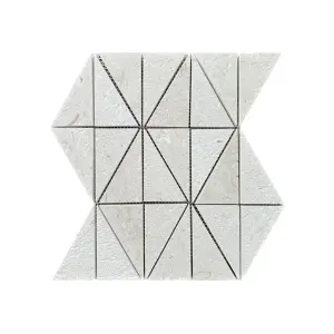 Shellstone Brushed Limestone Triangle Mosaic Tiles view 2