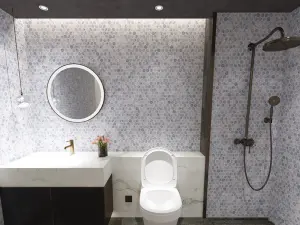 Carrara White Tumbled Marble Hexagon Mosaic Tile view 5
