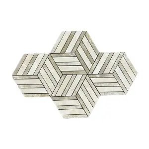 Split Hexagon Classic and Noche Travertine Honed Mosaic Tile view 1
