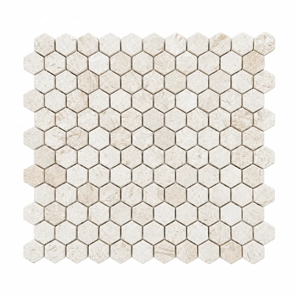 Shellstone Limestone Brushed Hexagon Mosaic Tiles 23x23