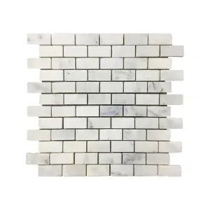 Carrara White Polished Marble Brick Mosaic Tiles view 1