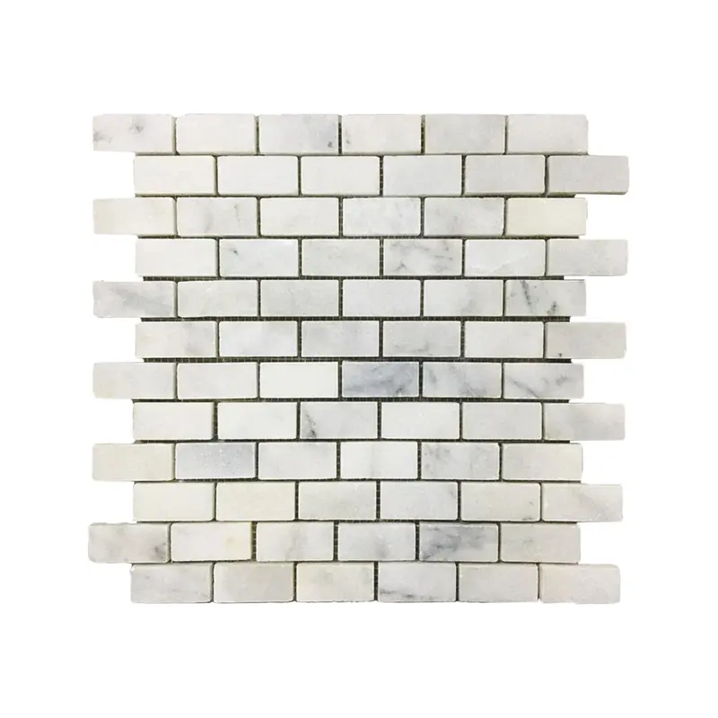 Carrara White Polished Marble Brick Mosaic Tiles