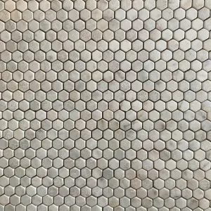 Calacatta Sugar Tumbled Marble Hexagon Mosaic Tile view 2