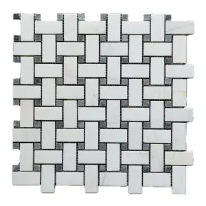 Dolomite - Platinum Grey Polished Marble Basket Weave Mosaic Tile view 1