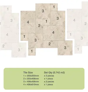 Travertine Walnut Versailles Pattern Paving Patio Tile Set view 3