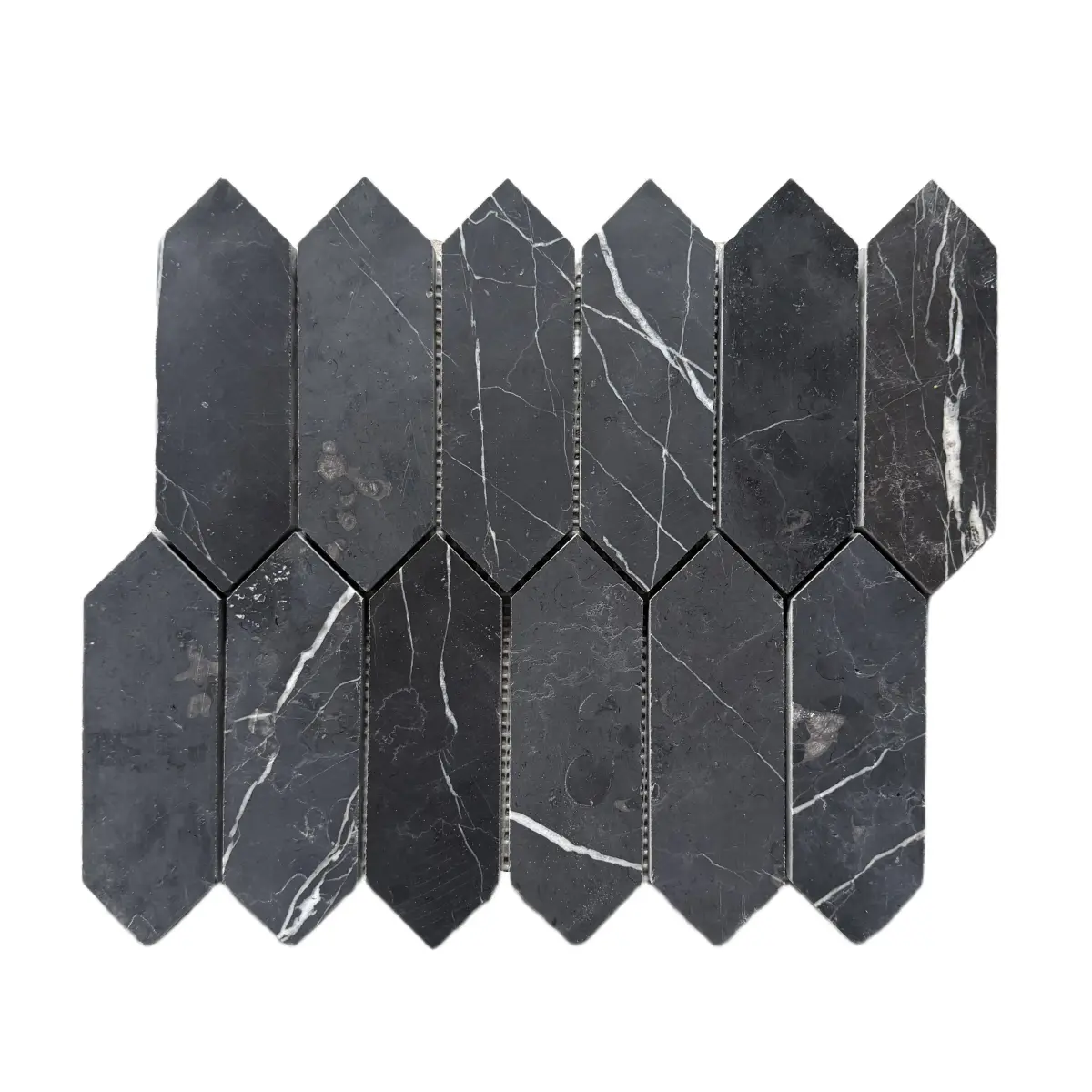 Nero Marquina Honed Marble Picket Mosaic Tiles