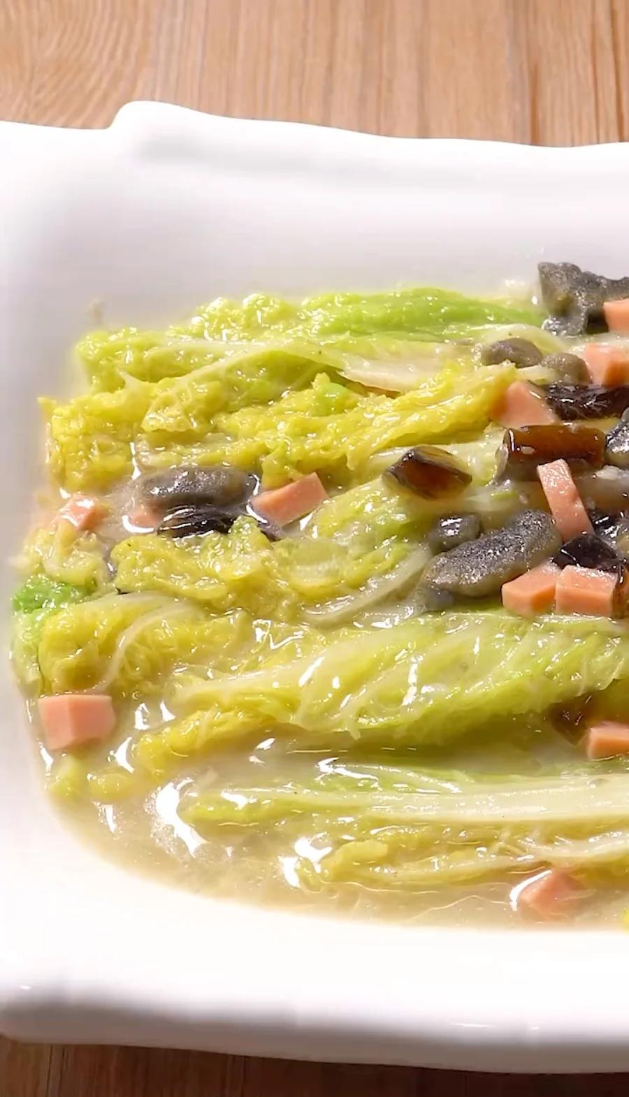 Baby Napa Cabbage in Golden Broth