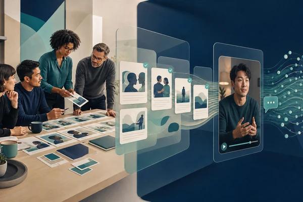Healthcare agency professionals transform reviewed patient stories into a private conversational video experience.