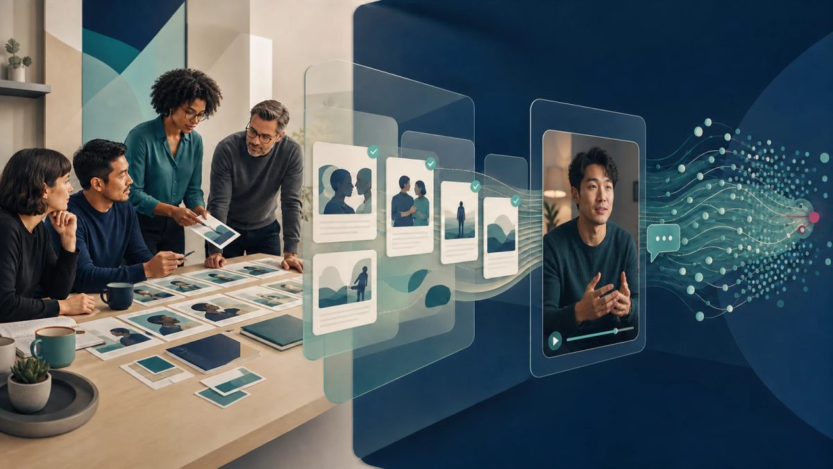 Healthcare agency professionals transform reviewed patient stories into a private video conversation and anonymous aggregate insights.