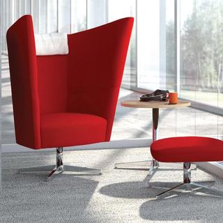 Red privacy chair with ottoman