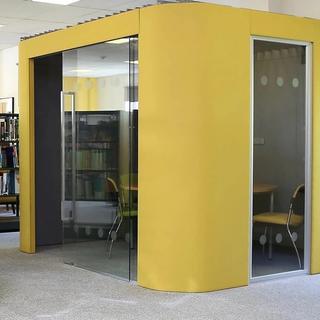 Yellow privacy booth in library