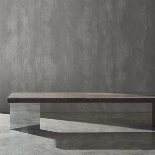 Bau bench with wood and chrome legs