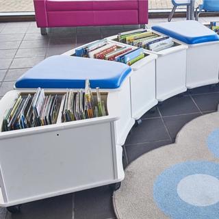 Seating with storage for books