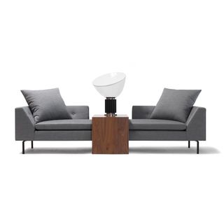 Fratelli sofa in gray with wooden table in middle