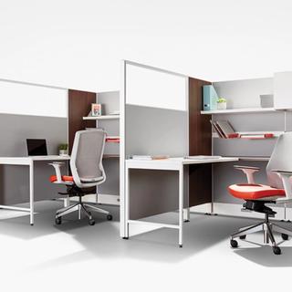 Office workspace with chairs and dividers