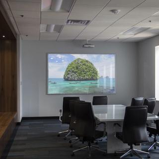 View board in conference room with island on it