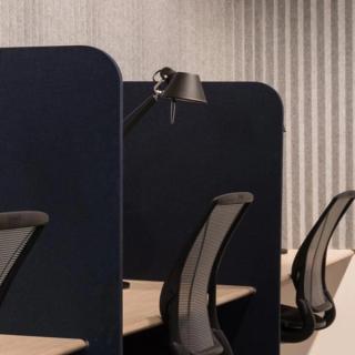 Dark blue vertical acoustic desk divider