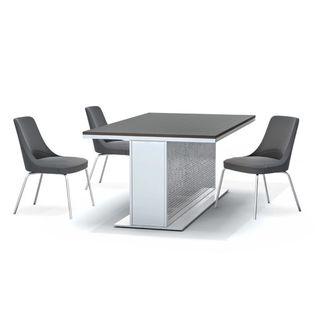 Facade table with black chairs