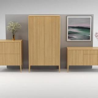Variety of light brown storage cabinets