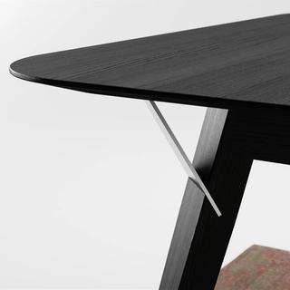 Close up of signature black table
