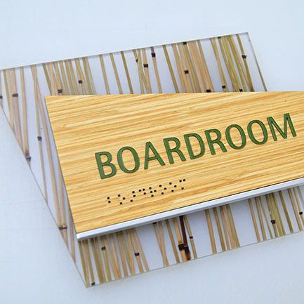 Boardroom sign with braille