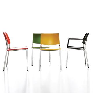 Modern chairs in various colors