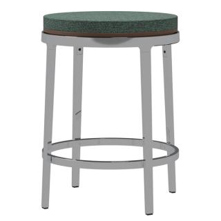 Stool with green cushion and silver legs