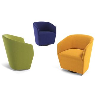 Swerve chair in green, yellow, and purple