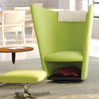 Green privacy chair with ottoman
