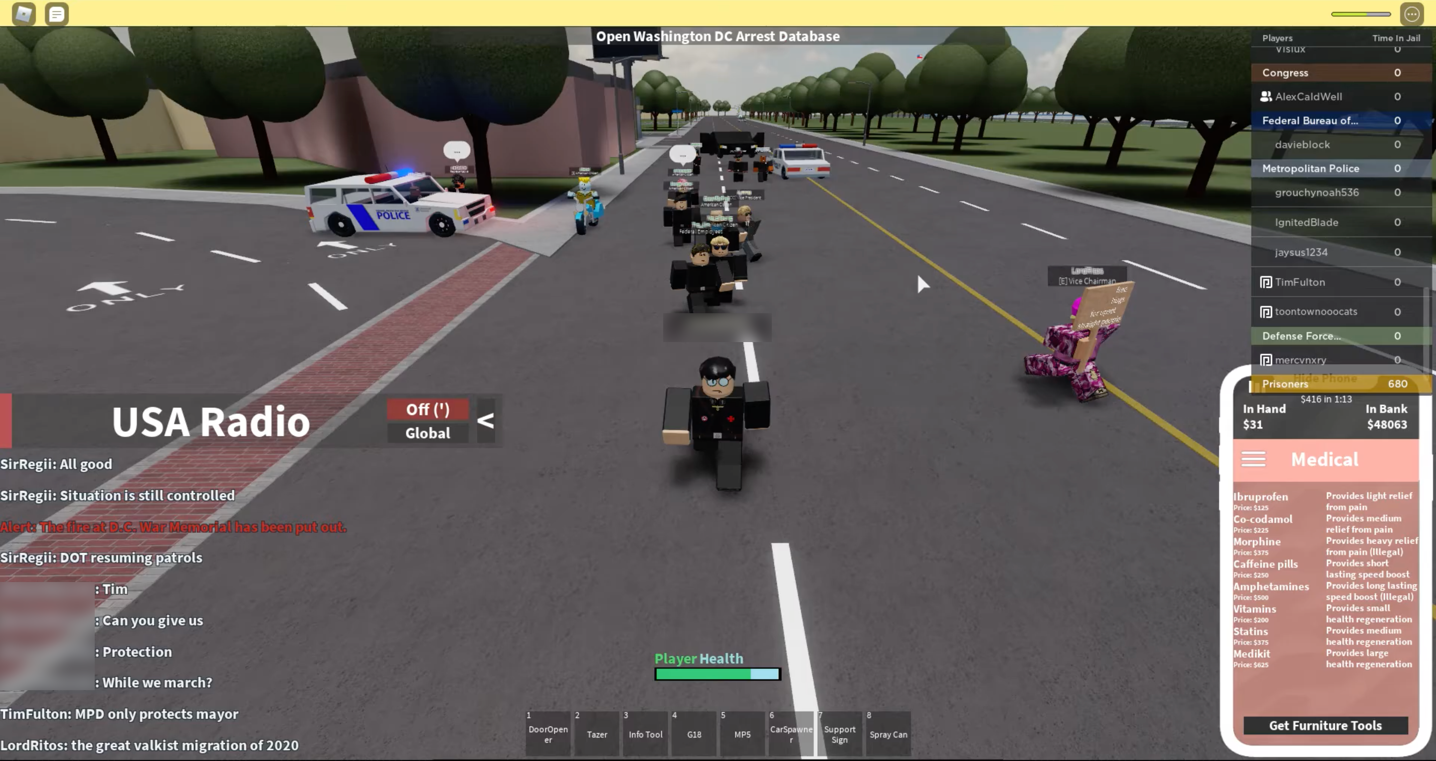 Marches in the nUSA group in the Valkist black uniform, screenshot from YouTube