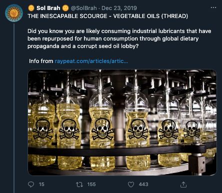 Sol Brah thread excoriating seed oils