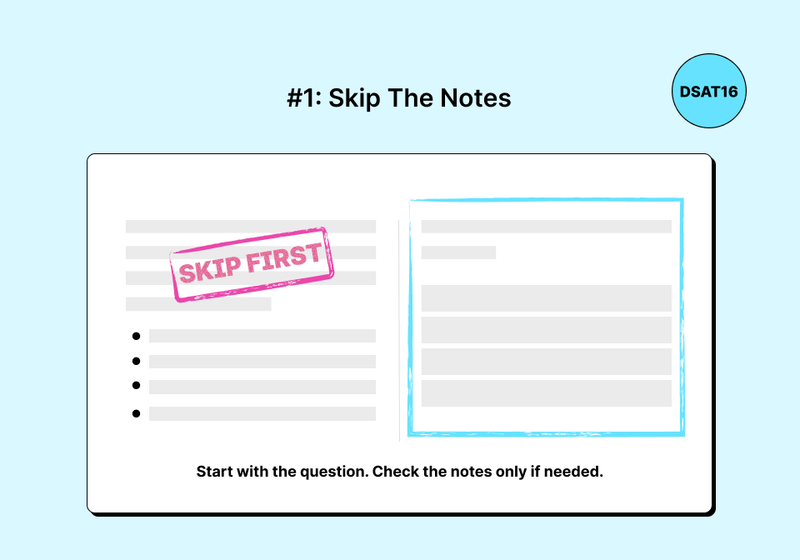Students should start with the question and only check the notes if the task requires it.