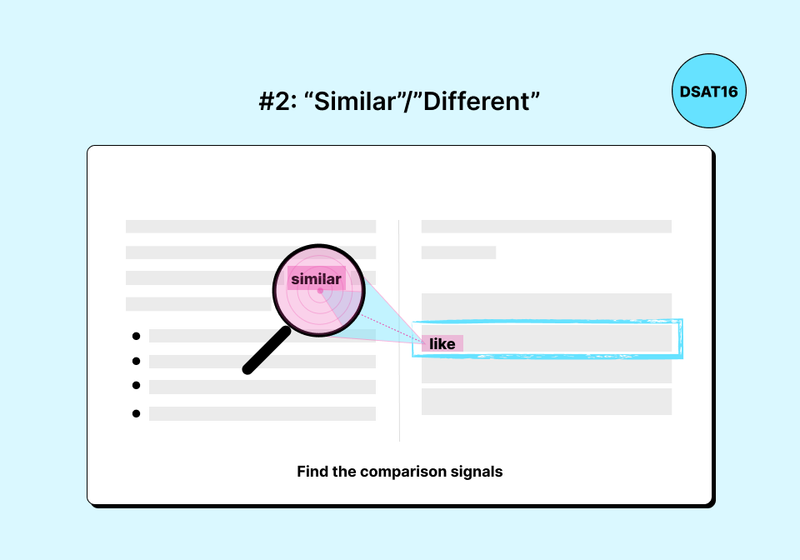 When the question uses “similar” or “different,” students should look for comparison words such as “like” in the answer choices.