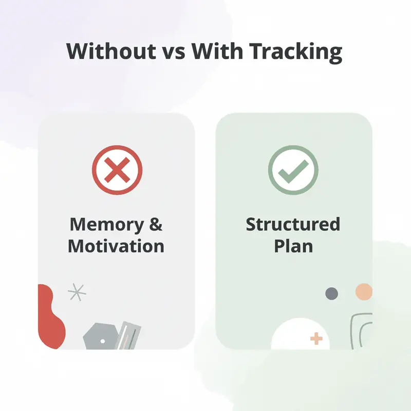 Before and after comparison of relying on memory versus using a structured tracking plan after GLP-1 treatment